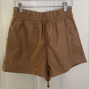 Brown faux leather shorts size S